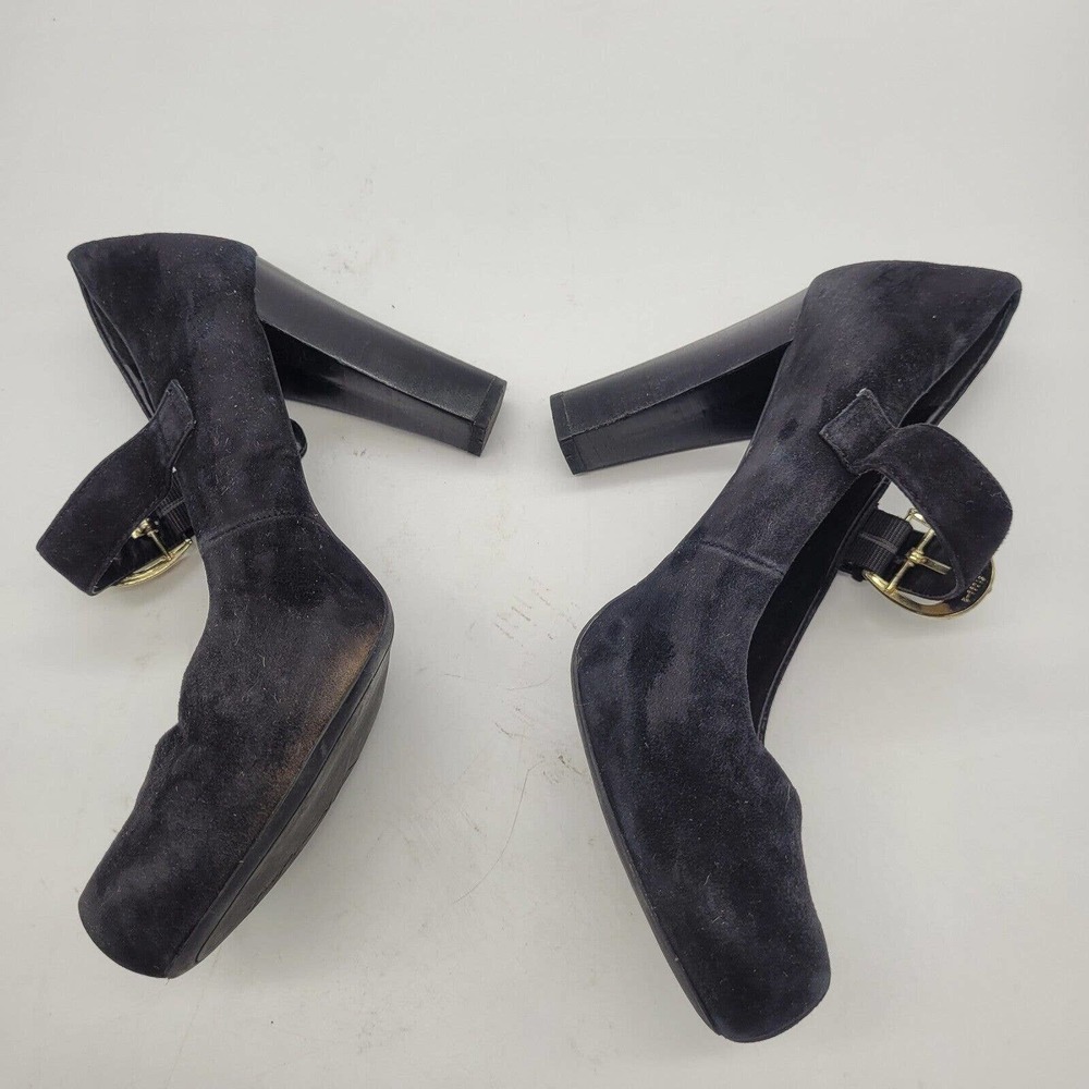 Franco Sarto womens sz 8.5 daniela black suede leather mary jane heels buckle - Picture 5 of 9